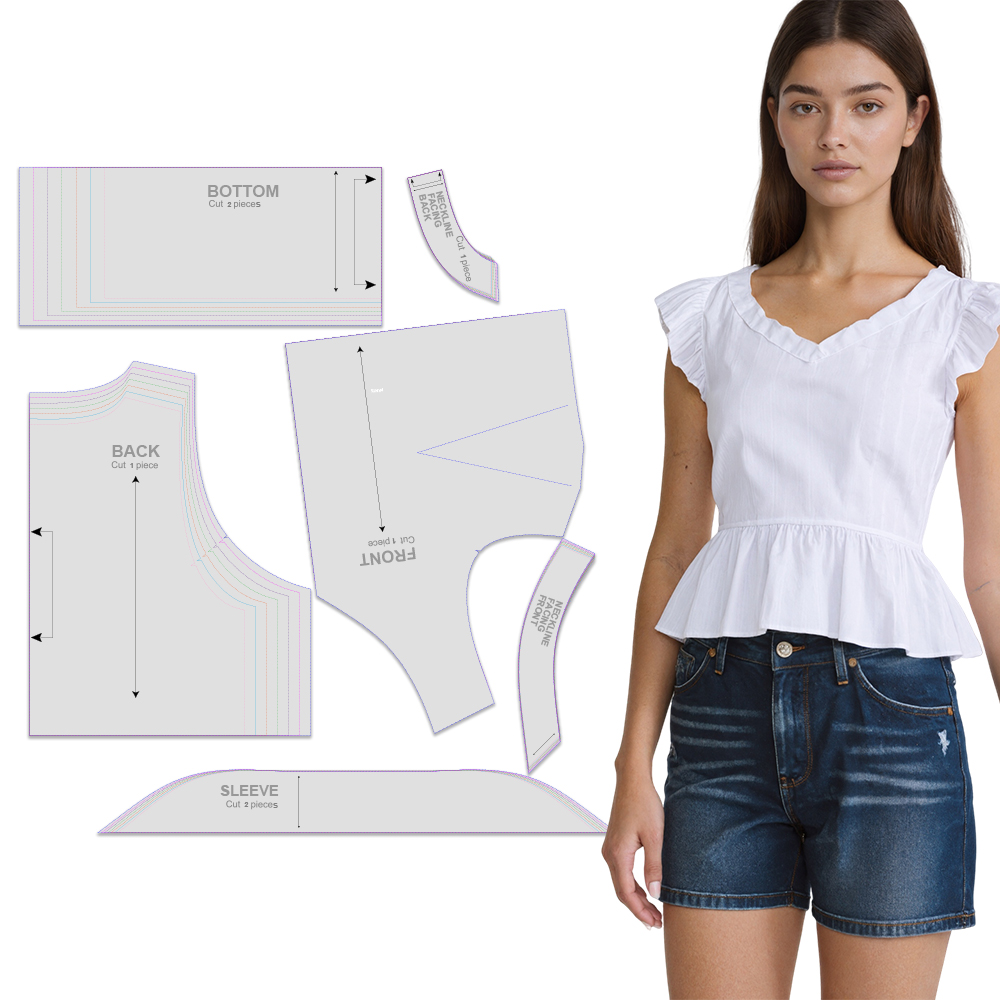 Baby Clothing Patterns - Naaipatronen voor damestop in 7 maten