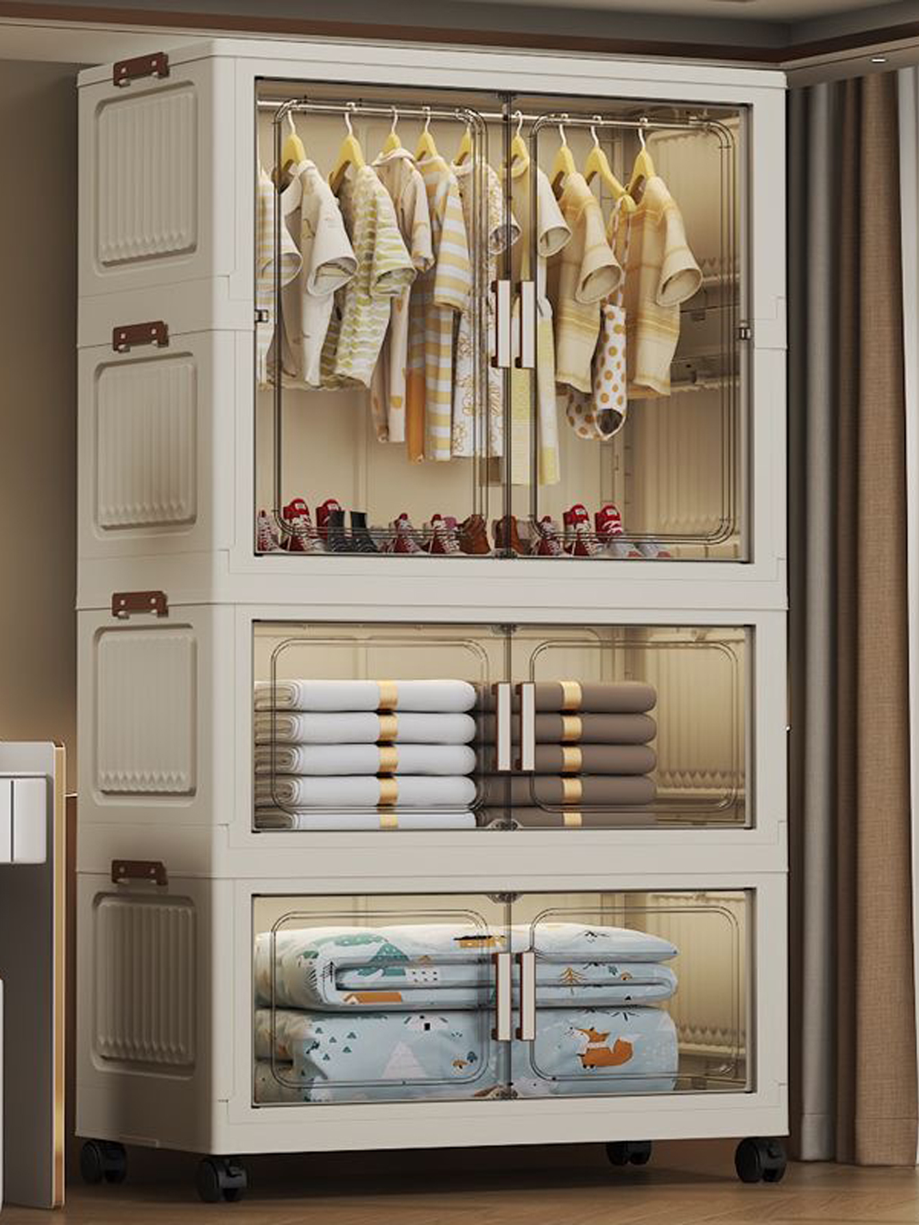 Baby Clothing Cupboard - Opvouwbare opbergkast Eenvoudige slaapkamerkast Opbergkast voor