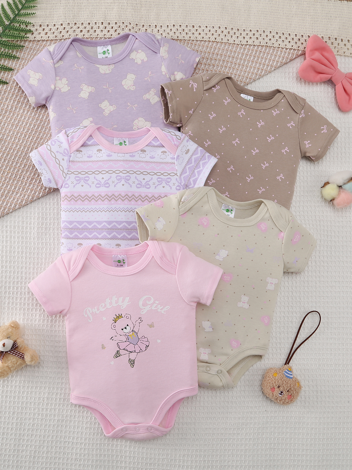 Baby Clothing Used - 5-delige set zomerrompertjes met korte mouwen